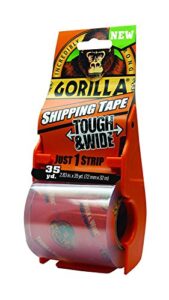 gorilla packing tape tough & wide with dispenser for moving, shipping and storage, 2.83″ x 35 yd, clear, (pack of 1)