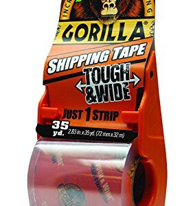 Gorilla Packing Tape Tough & Wide with Dispenser for Moving, Shipping and Storage, 2.83" x 35 yd, Clear, (Pack of 1)