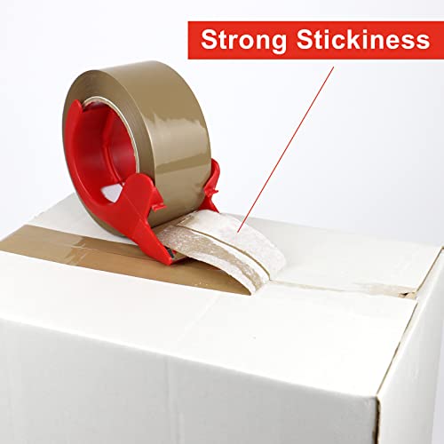 BOMEI PACK 3 Pack Heavy Duty Brown Packing Tape with Dispenser, 2.6 mil, 1.88 inch x 110 Yards, Brown Tape Refills for Industrial Shipping Box Packaging Tape for Moving, Office, & Storage