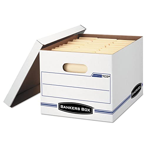 Bankers Box 00703 Stor/File Boxes, W/Lid, Ltr/Lgl, 12-Inch x15-Inch x10-Inch, 12/CT, White