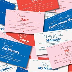 20 fun and romantic love coupon book for him, her, husband, wife, boyfriend, girlfriend, and couples, iou vouchers for anniversaries, father’s day, date night and more