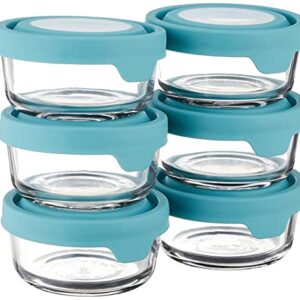 Anchor Hocking TrueSeal Glass Food Storage Containers with Airtight Lids, 2-Cup, Mineral Blue, Pack of 6