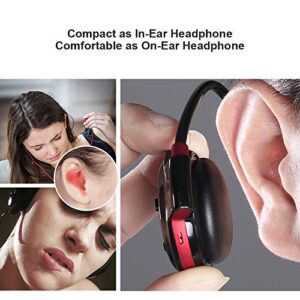 Cootree Wireless Headphone Sports Headset with Built in Microphone,Bluetooth Headphones Behind The Head,Foldable and Carried in The Purse, Black/Red