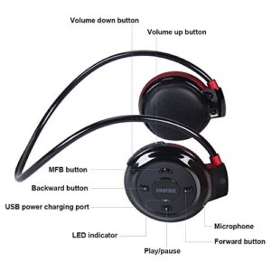 Cootree Wireless Headphone Sports Headset with Built in Microphone,Bluetooth Headphones Behind The Head,Foldable and Carried in The Purse, Black/Red