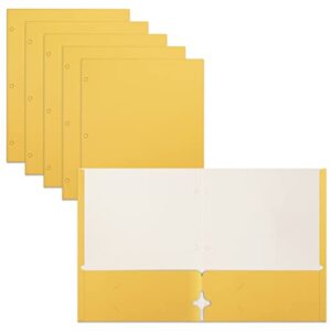 two pocket portfolio folders, 50-pack, yellow, letter size paper folders, by better office products, 50 pieces, yellow