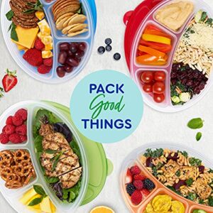 EasyLunchboxes® - Oval Lunch Boxes - Reusable 4-Compartment Food Containers for Work, Travel and Meal Prep, Set of 4, (Classic)