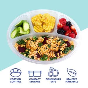 EasyLunchboxes® - Oval Lunch Boxes - Reusable 4-Compartment Food Containers for Work, Travel and Meal Prep, Set of 4, (Classic)