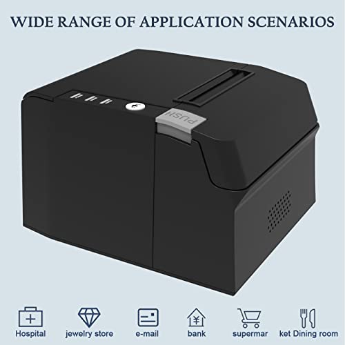 miemieyo POS Printer, 80mm USB Thermal Receipt Printer, Ethernet (LAN) Thermal Receipt Printer,Restaurant Kitchen Printer with Auto Cutter Support Cash Drawer, Thermal Pos Printer for Windows/Linux