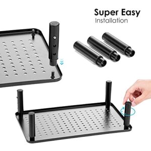 LOTEYIKE 2 Pack Monitor Riser Desktop Stand, Flat Screen TV Monitor Stand Riser, Sturdy Metal Laptop Computer Monitor Stand Shelf for Printer, iMac, 3 Height Adjustable PC Stand with Mesh Platform