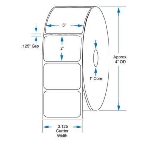 800530-205 compatible kenco® brand 3 inch x 2 inch with perf direct thermal labels to fit eltron or zebra printers. 1 in. core, 735 labels per roll, 12 rolls per case