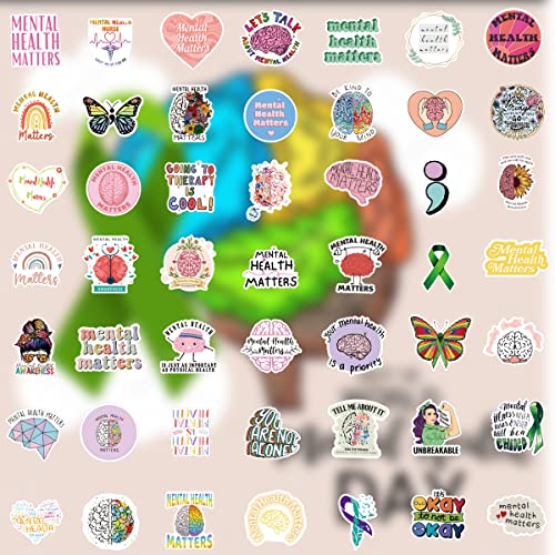 Mental Health Stickers 100PCS Mental Health Awareness,Vinyl Health Gifts Decal,Mental Health Gifts Stickers for Adults,Therapist Gifts Mental Health