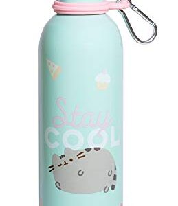 Grupo Erik Official Pusheen Water Bottle-Sports Bottle-500ml / 17OZ, Stainless Steel, Vacuum Insulated Water Bottle, Double Wall Reusable Water Bottle With Carabiner, BPA Free, Kawaii Water Bottle