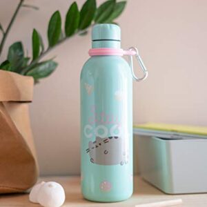 Grupo Erik Official Pusheen Water Bottle-Sports Bottle-500ml / 17OZ, Stainless Steel, Vacuum Insulated Water Bottle, Double Wall Reusable Water Bottle With Carabiner, BPA Free, Kawaii Water Bottle