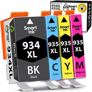 smart ink compatible ink cartridge replacement for hp 934 xl 935xl 934xl 935 high yield 4 combo pack (black & c/m/y) to use with officejet 6220 6812 6815 6820 officejet pro 6230 6830 6835 printers