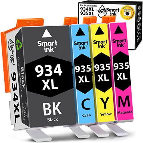 Smart Ink Compatible Ink Cartridge Replacement for HP 934 XL 935XL 934XL 935 High Yield 4 Combo Pack (Black & C/M/Y) to use with Officejet 6220 6812 6815 6820 Officejet Pro 6230 6830 6835 Printers