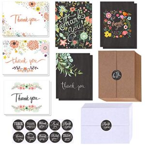 150 sets bulk blank thank you cards with envelopes stickers assortment 6 design of floral watercolor calligraphy thank you greeting cards note cards for wedding bridal baby shower thanksgiving party