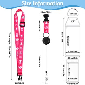 6 Sets Cruise Lanyards, Retractable Carnival Cruise Lanyard with 8 Waterproof Luggage Tag Holders Set, Adjustable Cruise Lanyard with Detachable Badge Holder for Cards Accessories (Vibrant Sailing)