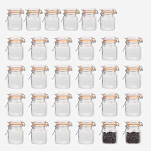 encheng 4 oz glass jars with airtight lids and leak proof rubber gasket,small mason jars with hinged lids for kitchen, mini spice jars with twine and tags labeling 30 pack