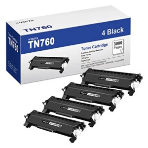 WISETA TN760 Compatible Toner Cartridge Replacement for Brother TN760 TN-760 TN730 TN-730 Compatible with MFC-L2710DW HL-L2350DW HL-L2370DWXL MFC-L2750DW HL-L2395DW MFC-L2690DW (Black, 4 Pack)