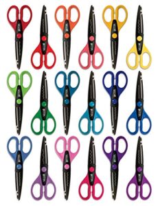 18 piece decorative edge craft scissors, by better office products, 18 colors and edge designs, 6 inch length, 2.5 inch blades, assorted 18 count edger scissors