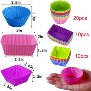 XANGNIER Silicone Lunch Box Dividers,40 Pcs Silicone Cupcake Liners,Silicone Muffin Cups,Bento Box Accessories for Kids