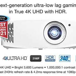 Optoma UHD35 True 4K UHD Gaming Projector | 3,600 Lumens | 4.2ms Response Time at 1080p with Enhanced Gaming Mode | 240Hz Refresh Rate | HDR10 & HLG