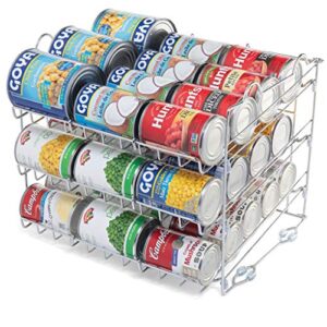 sagler stackable pantry can organizer – 3-tier soda can organizer – multifunctional chrome-finish can rack organizer for up to 36 cans – for pantry, kitchen cabinet, countertop, under sink – 17x13x13