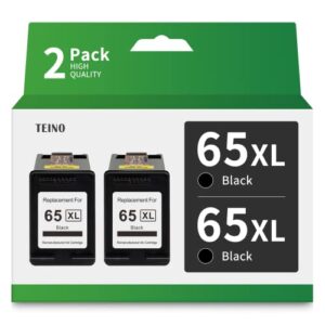 teino remanufactured ink cartridge replacement for hp 65 65xl 65 xl for hp envy 5055 5052 5012 5010 5020 5030 5058 deskjet 2622 2652 3722 3755 2635 3720 3752 2655 2624 2636 3730 3721 (black, 2 pack)