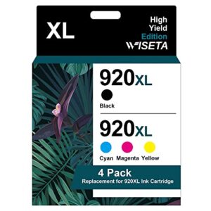 920xl ink cartridges combo 4-pack compatible ink wiseta replacement for hp 920xl high-yield ink cartridge to use with officejet 6500 6500a 6000 7000 7500 7500a printer ( black, cyan, magenta, yellow )