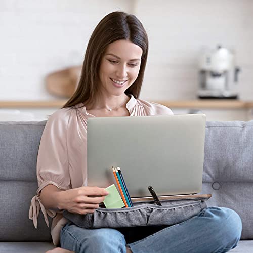 LORYERGO Lap Desk, Lap Desk for Laptop, Fits up to 15.6", Lap Stand for Bed & Couch, Laptop Lap Desk with Cushion, w/ Wrist Pad & Media Slot, for Adult & Kid -LELD12