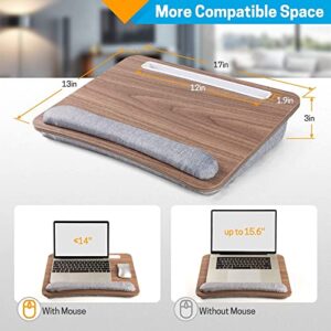 LORYERGO Lap Desk, Lap Desk for Laptop, Fits up to 15.6", Lap Stand for Bed & Couch, Laptop Lap Desk with Cushion, w/ Wrist Pad & Media Slot, for Adult & Kid -LELD12