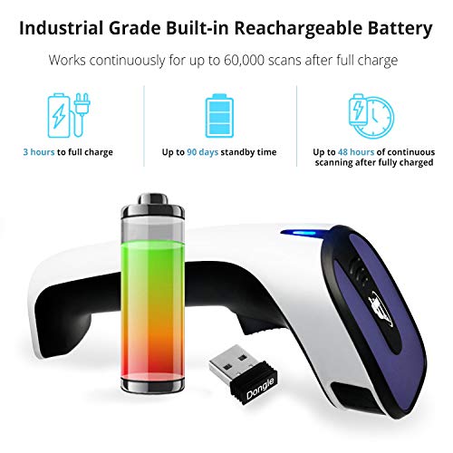 ScanAvenger Portable Wireless Bluetooth Barcode Scanner: 3-in-1 Hand Scanners - Cordless, Rechargeable 1D and 2D Scan Gun for Inventory Management - Wireless, Handheld, USB Bar Code/QR Code Reader