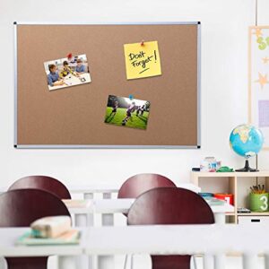 VIZ-PRO Cork Notice Board, 36 X 24 Inches, Silver Aluminium Frame