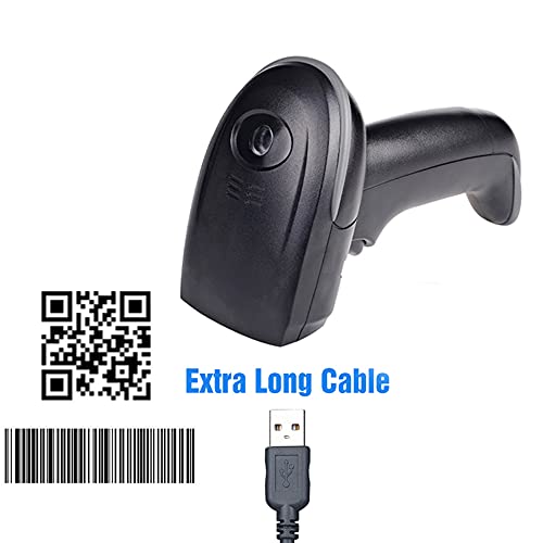 1D 2D Wired Bar Code Scanners Readers for Computers, UNIDEEPLY USB Cable Barcode Handheld, Scanning Label QR PDF417 UPC EAN Data Matrix Reader Gun Retails Precise Scan for Screen Payment Store, Black