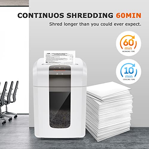 Bonsaii Evershred Pro 6-8 Sheets Super Micro-Cut Paper Shredder, 60 Mins Non-Stop Running, P-5 High Security, Ultra-Quiet Home Office Shredder for Documents/Mails/CDs/Cards, 4.2 Gallons Pullout Bin