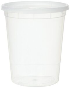 yw plastic soup food container with lids (12), 32 oz, 12 pack, clear