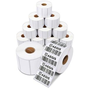 aegis adhesives – 2” x 1” direct thermal labels for upc barcodes, address, perforated & compatible with rollo, zebra, & other desktop label printers (12 rolls, 1300/roll)