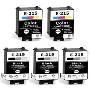 yluleffa 215 ink cartridges t215 remanufactured for wf-100 wf-110 wf110 wf100 printer, pigment 5-pack: 3 black, 2 color