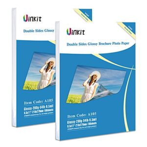 Uinkit 200 Sheets Double Sided Photo Paper Glossy 8.5x11 54lbs Inkjet for Dye Ink 200Gsm Value Bulk Pack Picture 8.5 x 11 9.5Mil for Inkjet Printing Printer