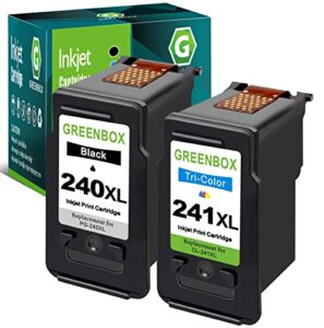 greenbox remanufactured high yield pg-240 xl black ink cartridge replacement for canon 240xl pg240 for pixma mg3600 mg3620 mg3220 mg3520 mg3522 mx432 mx472 mx512 mx532 ts5120 printer (2 pack)