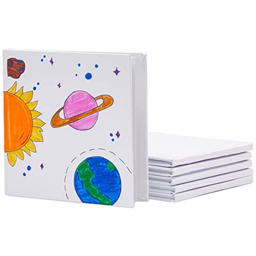 6 Pack Blank Books for Kids to Write Stories, Hardcover Sketchbooks for Students, 36 Pages (White, 5x5 In)