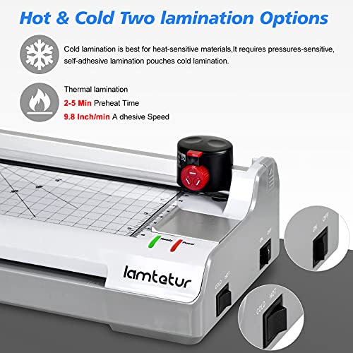 7 in 1 Laminator, Laminator Machine for A3/A4/A6, Laminator Machine with Laminating Sheets 70pouches for Office Home School Use,Paper Trimmer, Corner Rounder Hot &Cold.