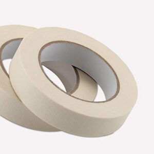 Lichamp Masking Tape 1 inch, 2 Pack General Purpose Beige Masking Tape White Masking Paper, 1 inch x 55 Yards x 2 Rolls (110 Total Yards)