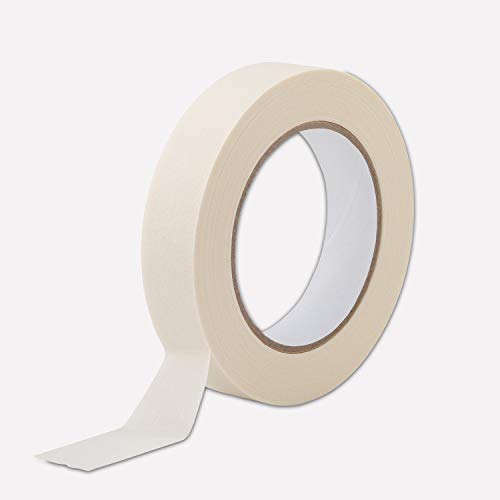 Lichamp Masking Tape 1 inch, 2 Pack General Purpose Beige Masking Tape White Masking Paper, 1 inch x 55 Yards x 2 Rolls (110 Total Yards)