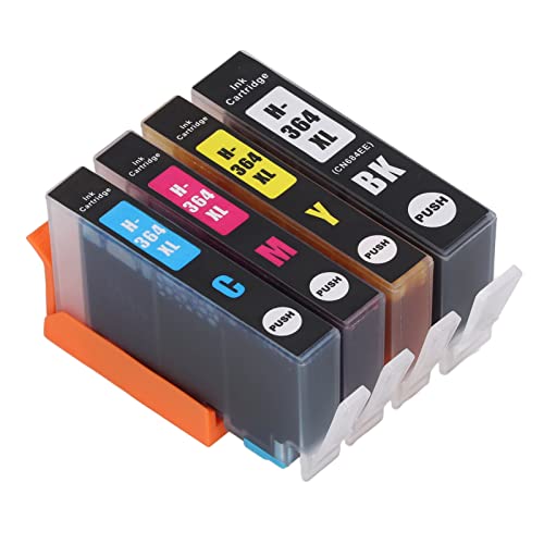 FTVOGUE Ink Cartridge, Fadeless Print Printer Cartridge ABS for Photosmart B8550 B8553 B8558 C6380 C6383 (BK C M Y 4 Colors)