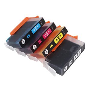 FTVOGUE Ink Cartridge, Fadeless Print Printer Cartridge ABS for Photosmart B8550 B8553 B8558 C6380 C6383 (BK C M Y 4 Colors)