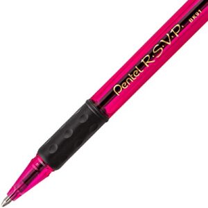 Pentel R.S.V.P. Razzle-Dazzle Ballpoint Pen, Medium Line, Pink Barrel, Black Ink, Box of 12 (BK91RDP-A)