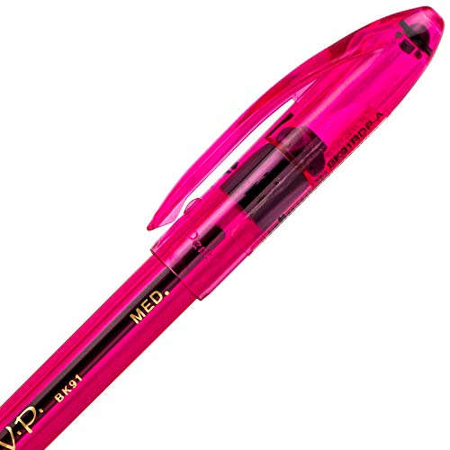 Pentel R.S.V.P. Razzle-Dazzle Ballpoint Pen, Medium Line, Pink Barrel, Black Ink, Box of 12 (BK91RDP-A)