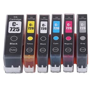 Ink Cartridge,ABS Printer Cartridge with Ink for PIXMA IP4870 IP4970 IX6560 Printer (BK BK C M Y GY 6 Colors)