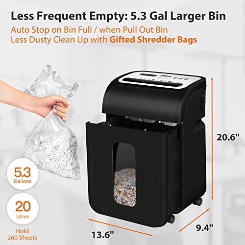Paper Shredder for Home Office,VidaTeco 14-Sheet 60-Mins Micro Cut Shredder with US Patented Blade,Shred Card/CD/Clip/Staple,Shredder for Home Use Heavy Duty,AUTO Jam Proof,5.3-Gallon Pullout Bin(ETL)
